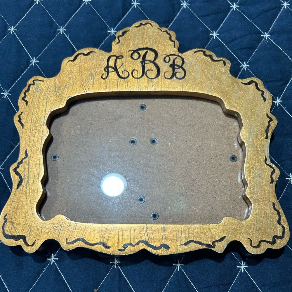 “ABB” Monogram Gold Painted Picture Frame. Fits a 5”x7” Photo